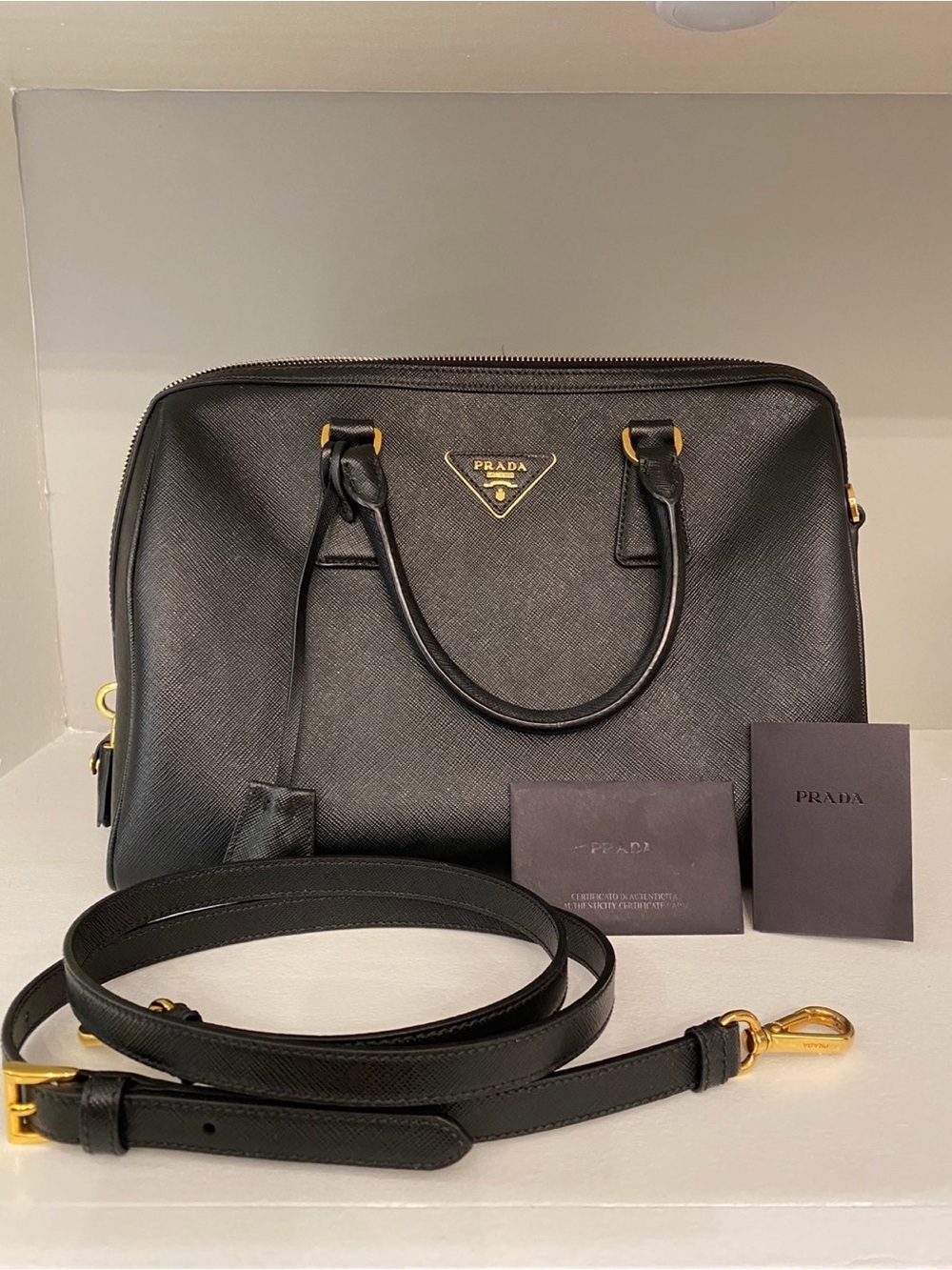 Prada Promenade Black with Gold Hardware